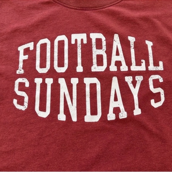 MODERN LUX Football Sundays Cropped Raw Hem Sweatshirt Maroon Women Size X-Small - Picture 5 of 9